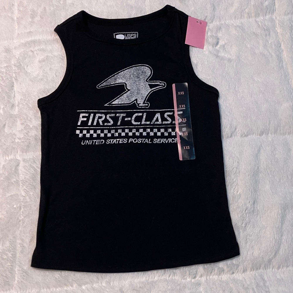 Hybrid Apparel Black Tank with White Graphic
